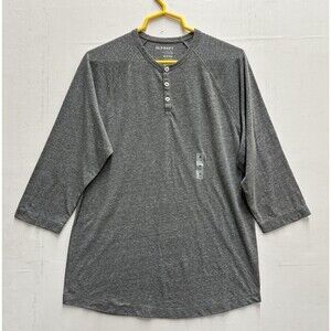Old Navy men gray 3 buttons crewneck 3/4 sleeve tee shirt